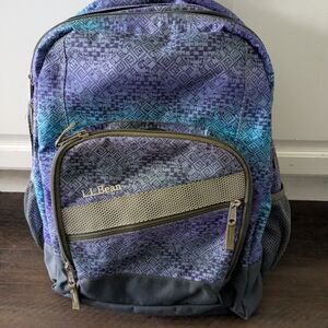 L.L.Bean Deluxe Purple and Blue Backpack Geometric Like New
